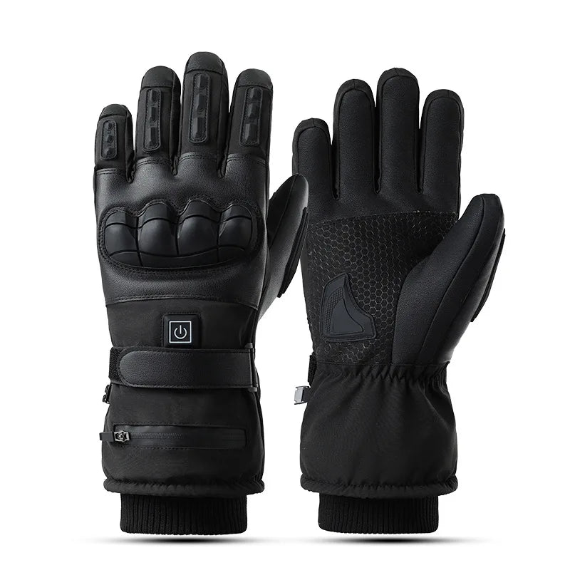 Men's Winter Riding Ski Heated Gloves Touchscreen 10 Finger 5000mAh Electric Heating 3 Temp Levels Outdoor Sports Thermal Gloves