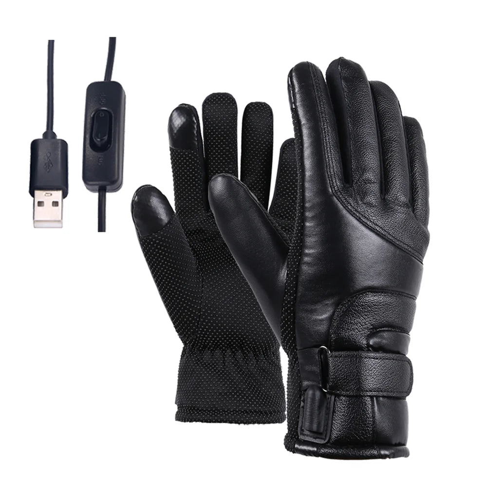Winter Cycling Electric Heated Gloves Waterproof Windproof Touch Screen USB Powered Heated Warm Gloves for Men Women Moto E-bike
