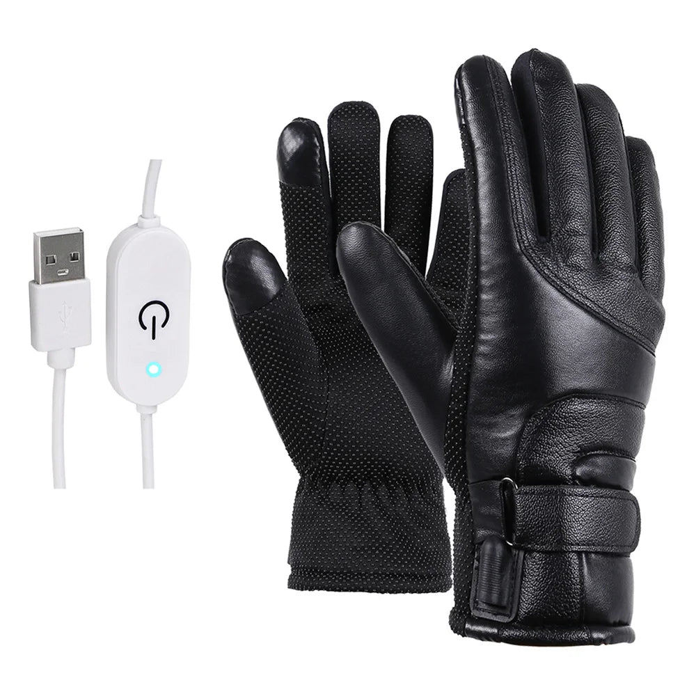 Winter Cycling Electric Heated Gloves Waterproof Windproof Touch Screen USB Powered Heated Warm Gloves for Men Women Moto E-bike