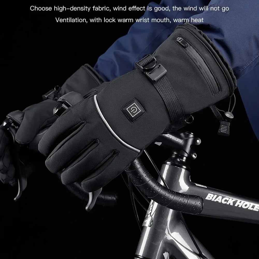 Heated Gloves Winter Warm Cycling Gloves Winter Warm Waterproof Heating Thermal Gloves ﻿Without Battery