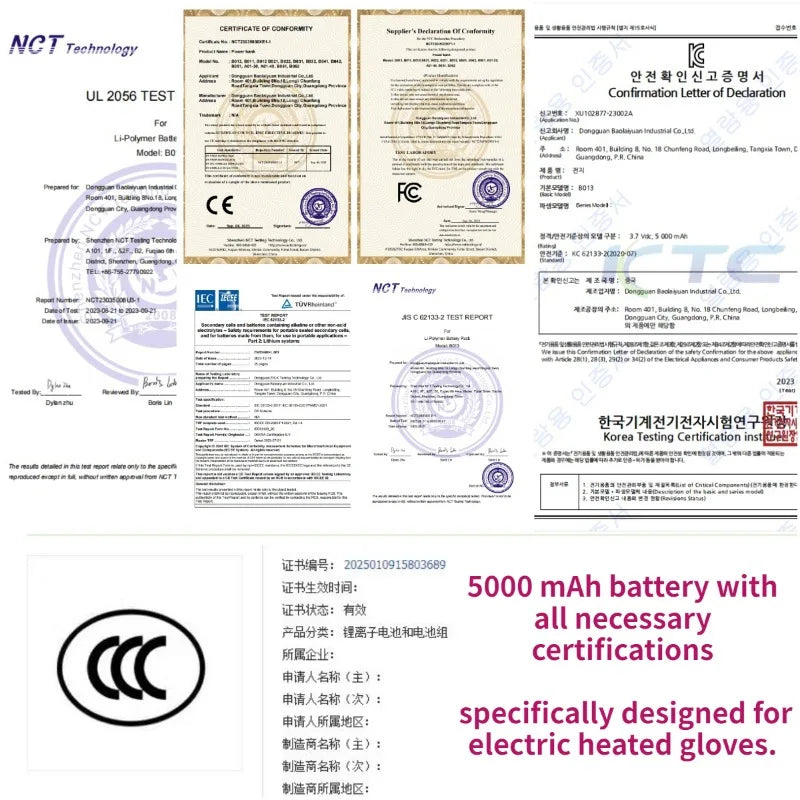 Men's Winter Riding Ski Heated Gloves Touchscreen 10 Finger 5000mAh Electric Heating 3 Temp Levels Outdoor Sports Thermal Gloves