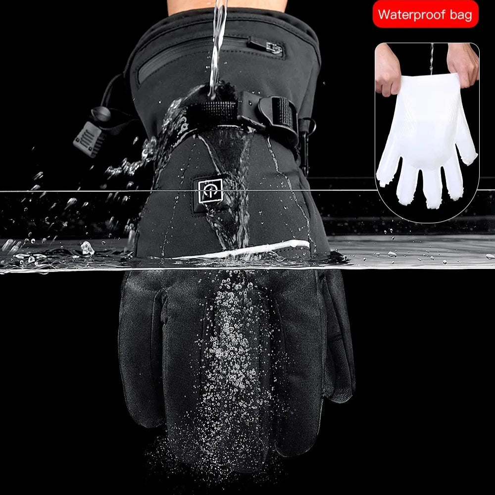 Heated Gloves Winter Warm Cycling Gloves Winter Warm Waterproof Heating Thermal Gloves ﻿Without Battery