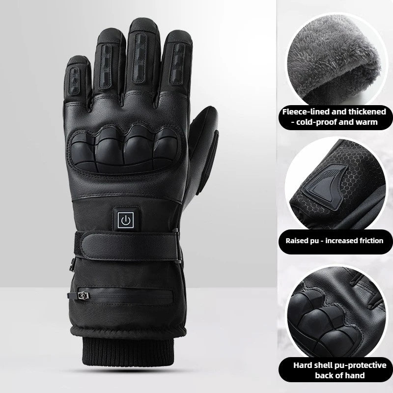 Men's Winter Riding Ski Heated Gloves Touchscreen 10 Finger 5000mAh Electric Heating 3 Temp Levels Outdoor Sports Thermal Gloves